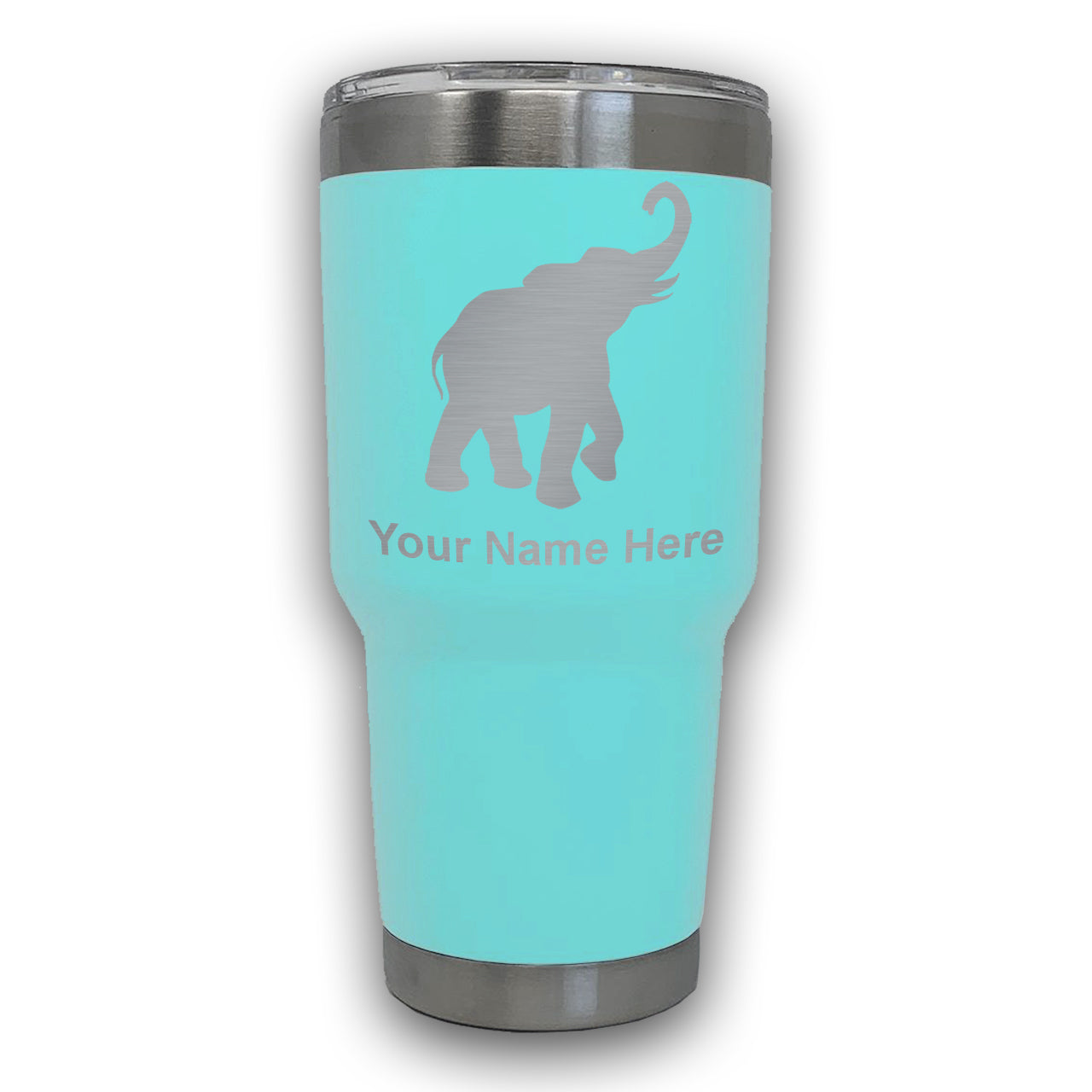 LaserGram 30oz Tumbler Mug, Indian Elephant, Personalized Engraving Included