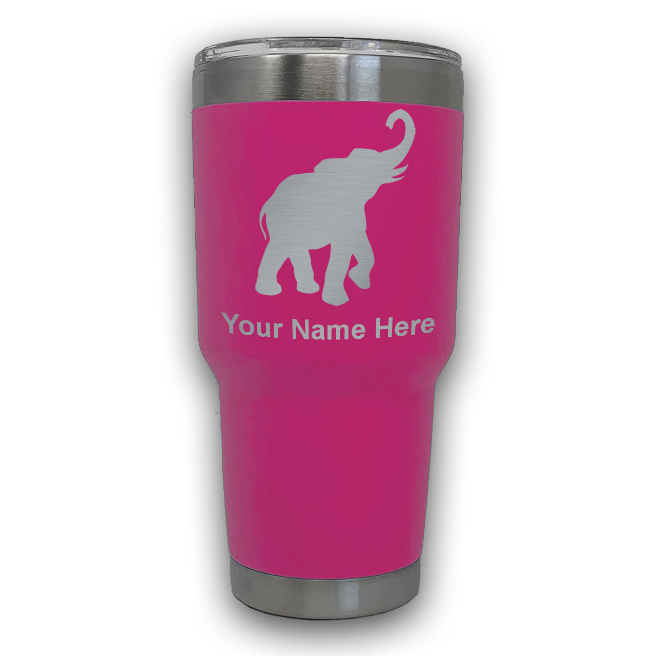 LaserGram 30oz Tumbler Mug, Indian Elephant, Personalized Engraving Included