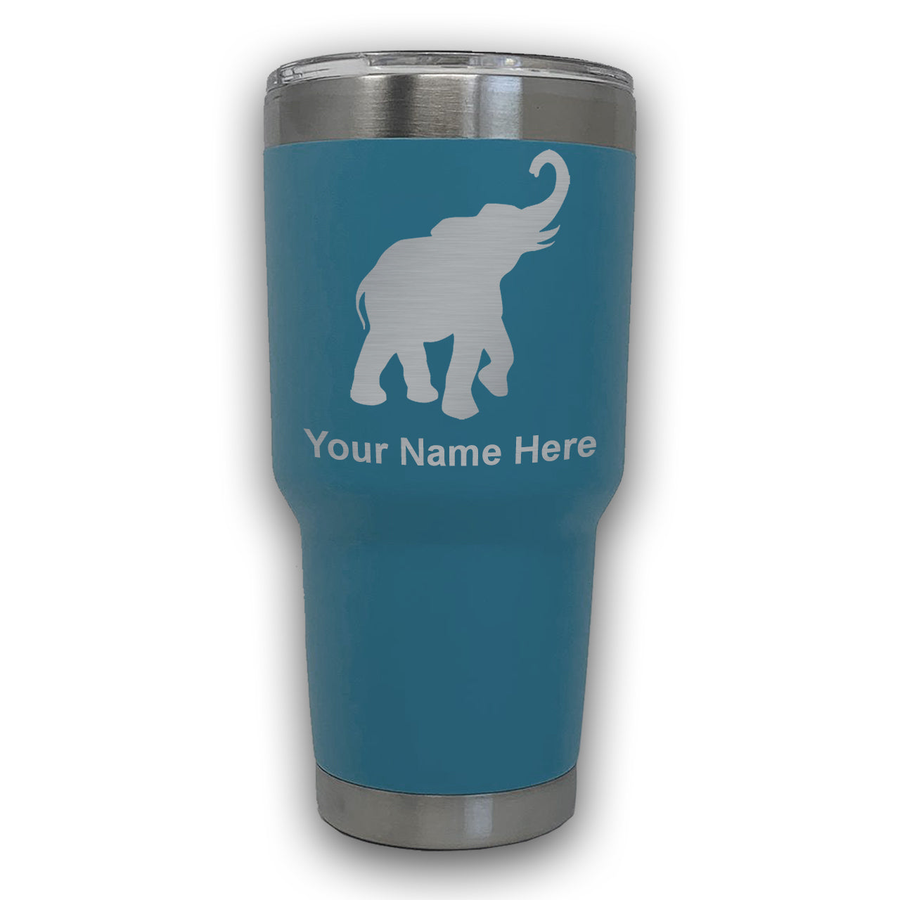 LaserGram 30oz Tumbler Mug, Indian Elephant, Personalized Engraving Included