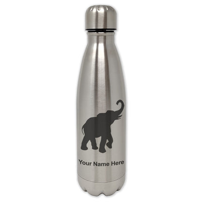 LaserGram Single Wall Water Bottle, Indian Elephant, Personalized Engraving Included