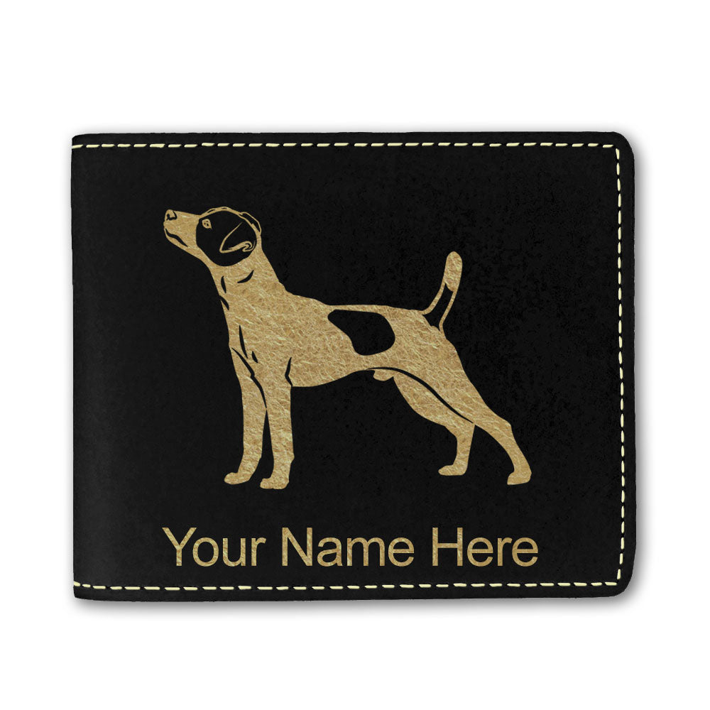 Faux Leather Bi-Fold Wallet, Jack Russell Terrier Dog, Personalized Engraving Included