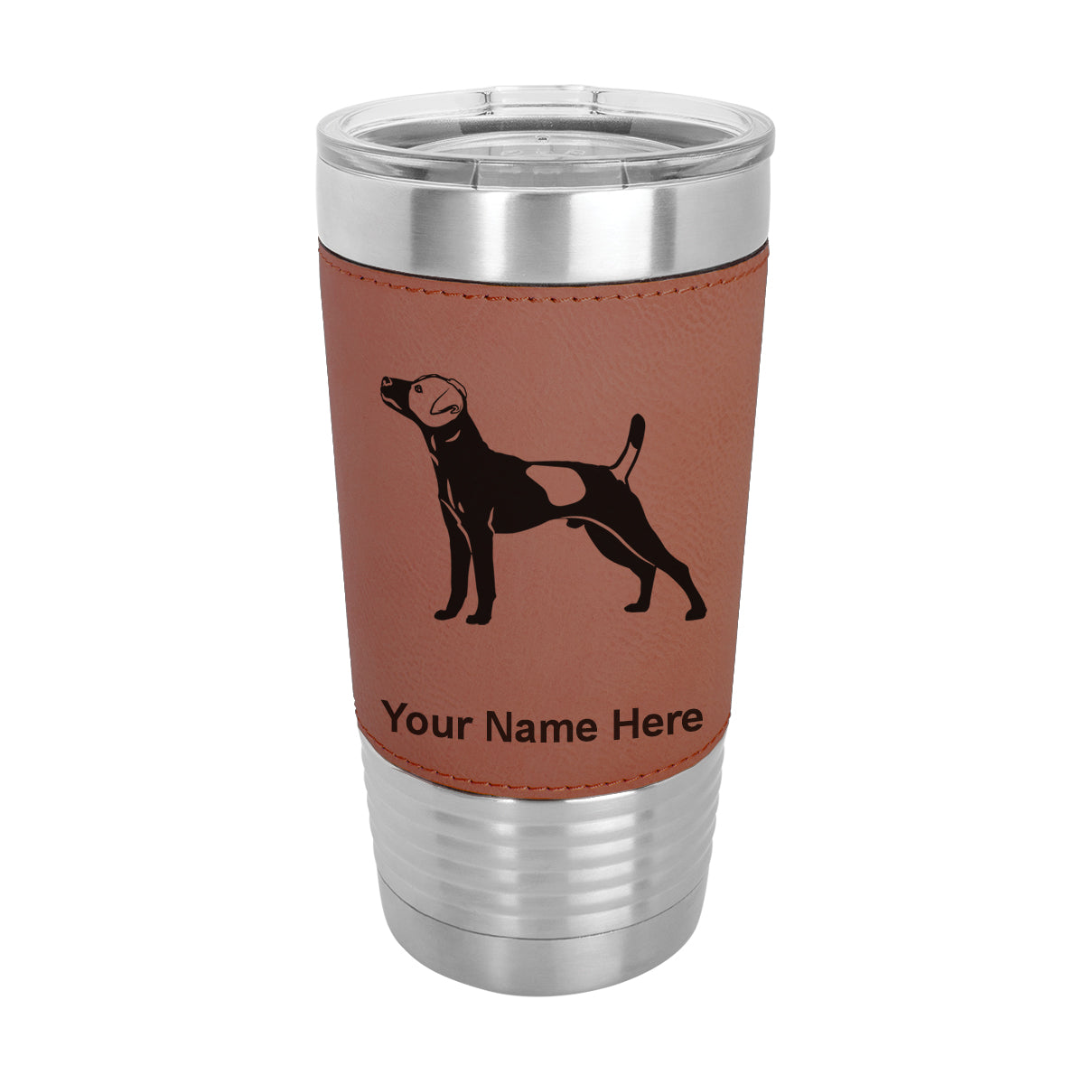 20oz Faux Leather Tumbler Mug, Jack Russell Terrier Dog, Personalized Engraving Included - LaserGram Custom Engraved Gifts