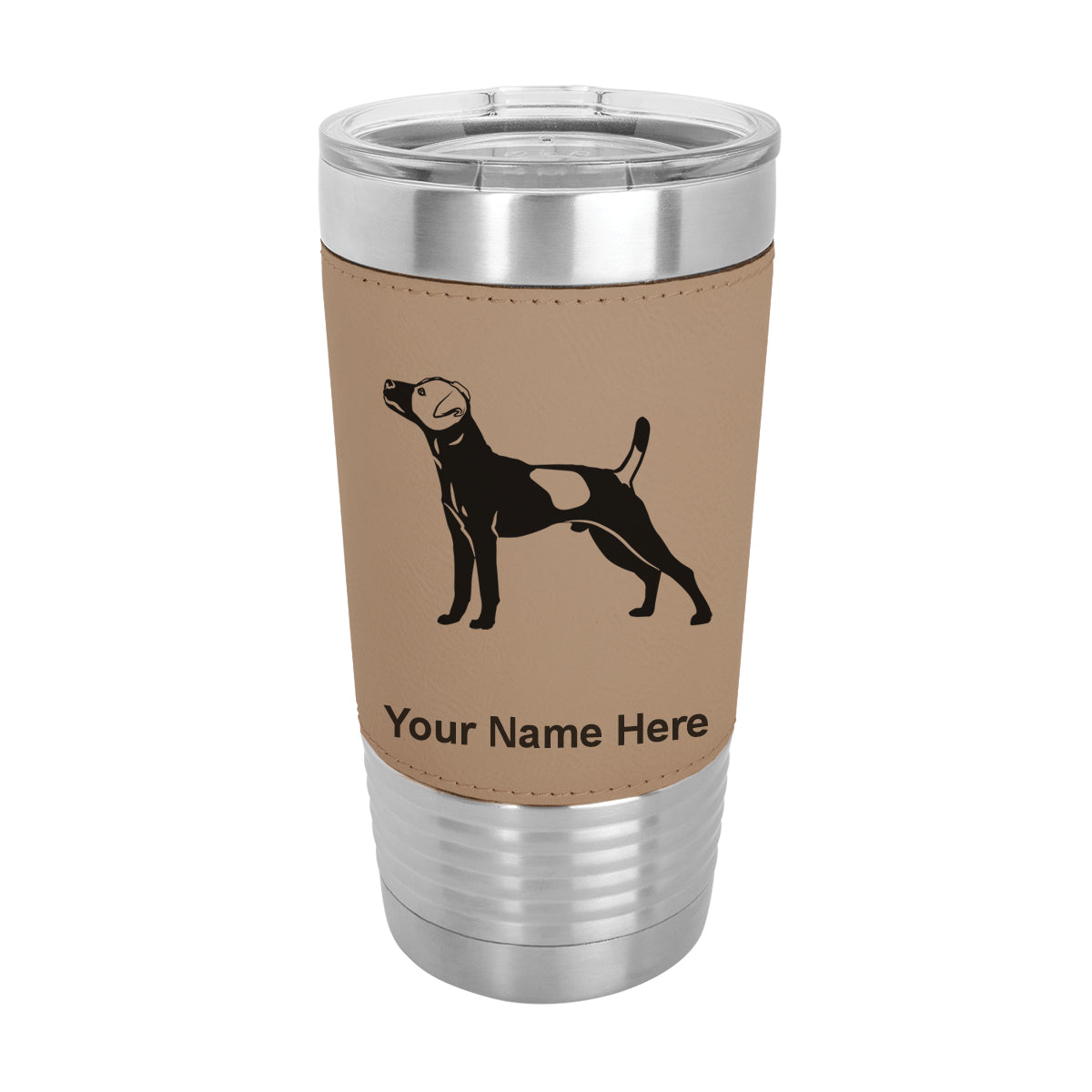 20oz Faux Leather Tumbler Mug, Jack Russell Terrier Dog, Personalized Engraving Included - LaserGram Custom Engraved Gifts