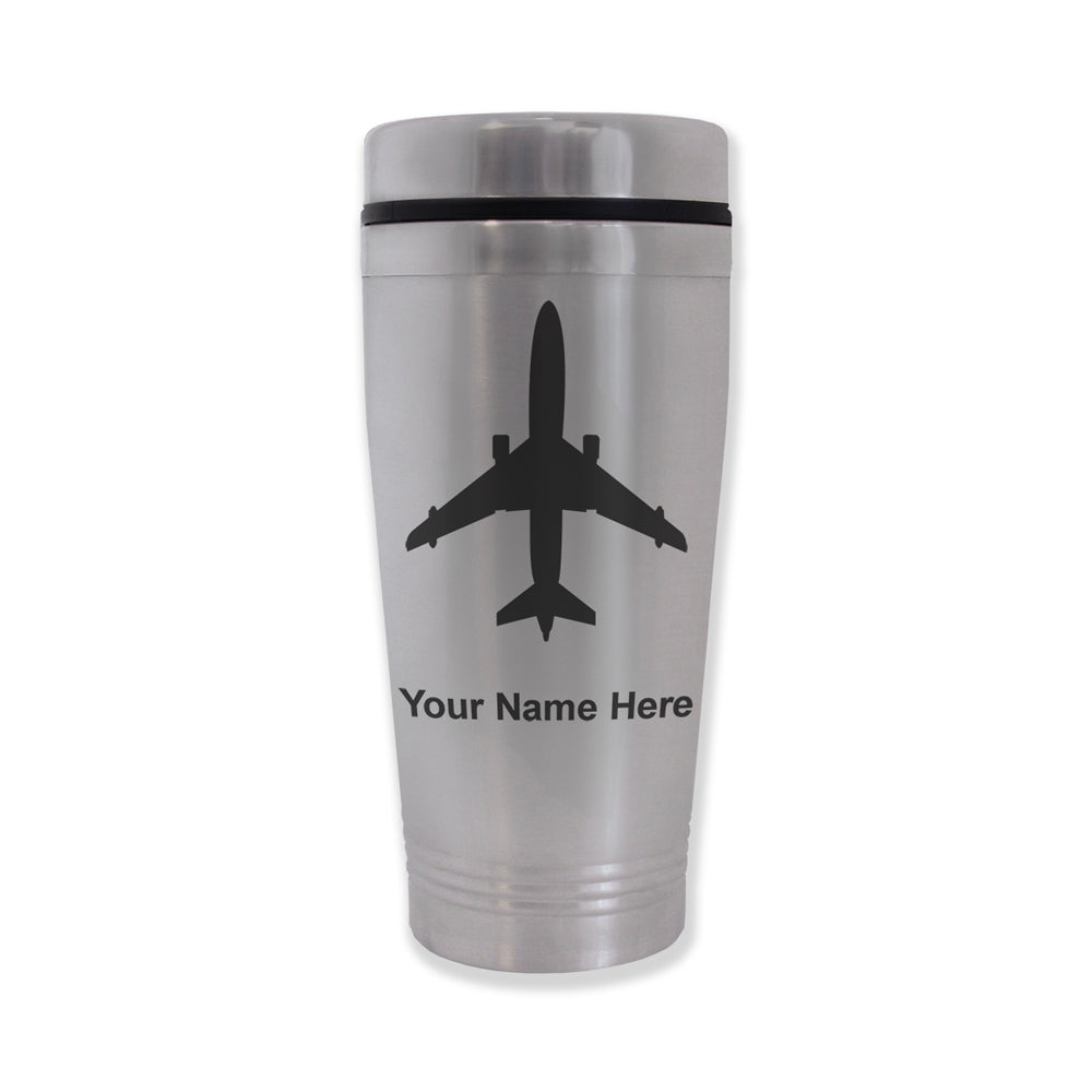 Commuter Travel Mug, Jet Airplane, Personalized Engraving Included