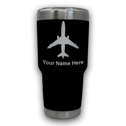 LaserGram 30oz Tumbler Mug, Jet Airplane, Personalized Engraving Included