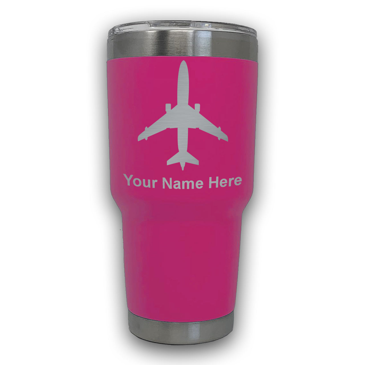 LaserGram 30oz Tumbler Mug, Jet Airplane, Personalized Engraving Included