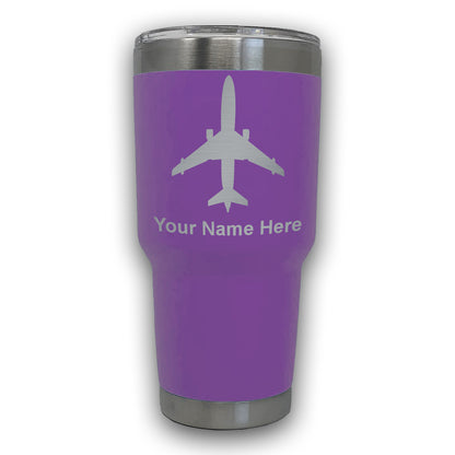 LaserGram 30oz Tumbler Mug, Jet Airplane, Personalized Engraving Included