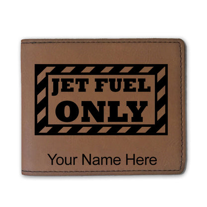 Faux Leather Bi-Fold Wallet, Jet Fuel Only, Personalized Engraving Included