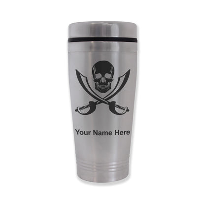 Commuter Travel Mug, Jolly Roger, Personalized Engraving Included