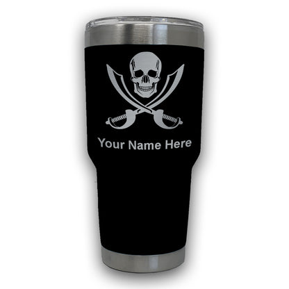 LaserGram 30oz Tumbler Mug, Jolly Roger, Personalized Engraving Included