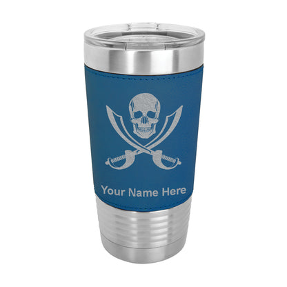 20oz Faux Leather Tumbler Mug, Jolly Roger, Personalized Engraving Included - LaserGram Custom Engraved Gifts