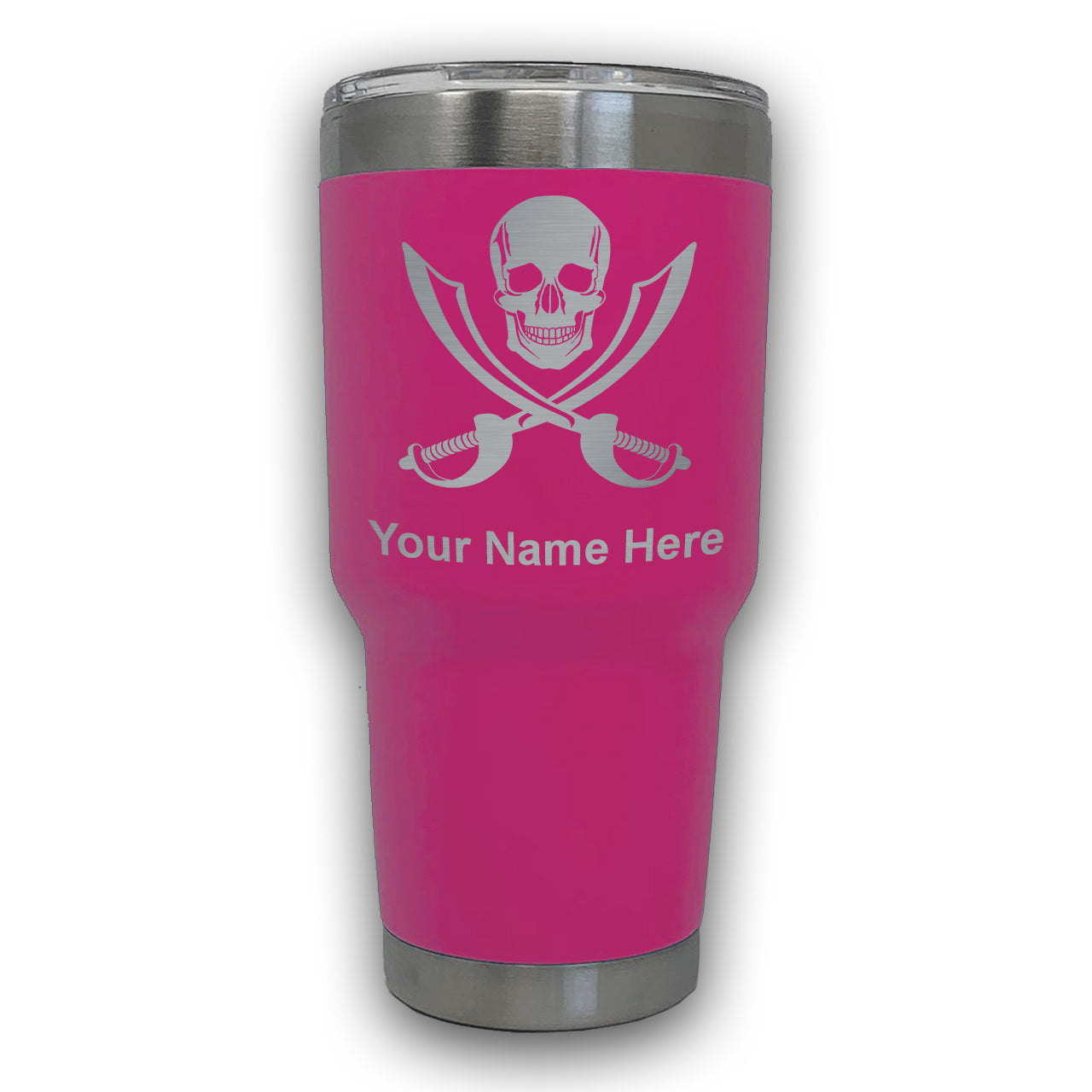 LaserGram 30oz Tumbler Mug, Jolly Roger, Personalized Engraving Included