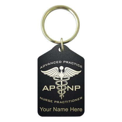 Black Metal Keychain, APNP Advanced Practice Nurse Practitioner, Personalized Engraving Included