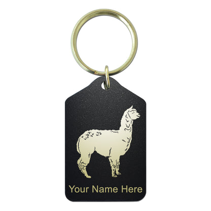 Black Metal Keychain, Alpaca, Personalized Engraving Included