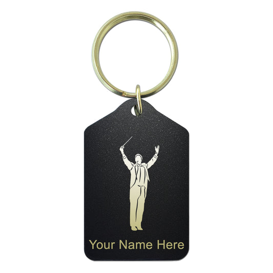Black Metal Keychain, Band Director, Personalized Engraving Included