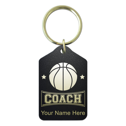Black Metal Keychain, Basketball Coach, Personalized Engraving Included