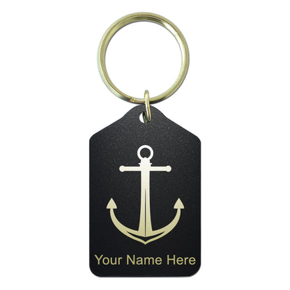 Black Metal Keychain, Boat Anchor, Personalized Engraving Included