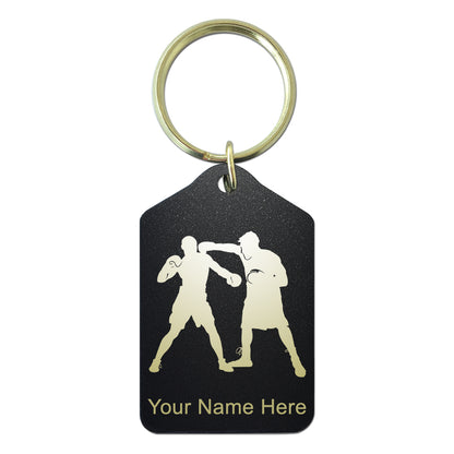 Black Metal Keychain, Boxers Boxing, Personalized Engraving Included