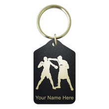 Load image into Gallery viewer, Black Metal Keychain, Boxers Boxing, Personalized Engraving Included
