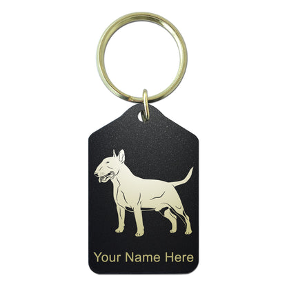 Black Metal Keychain, Bull Terrier Dog, Personalized Engraving Included