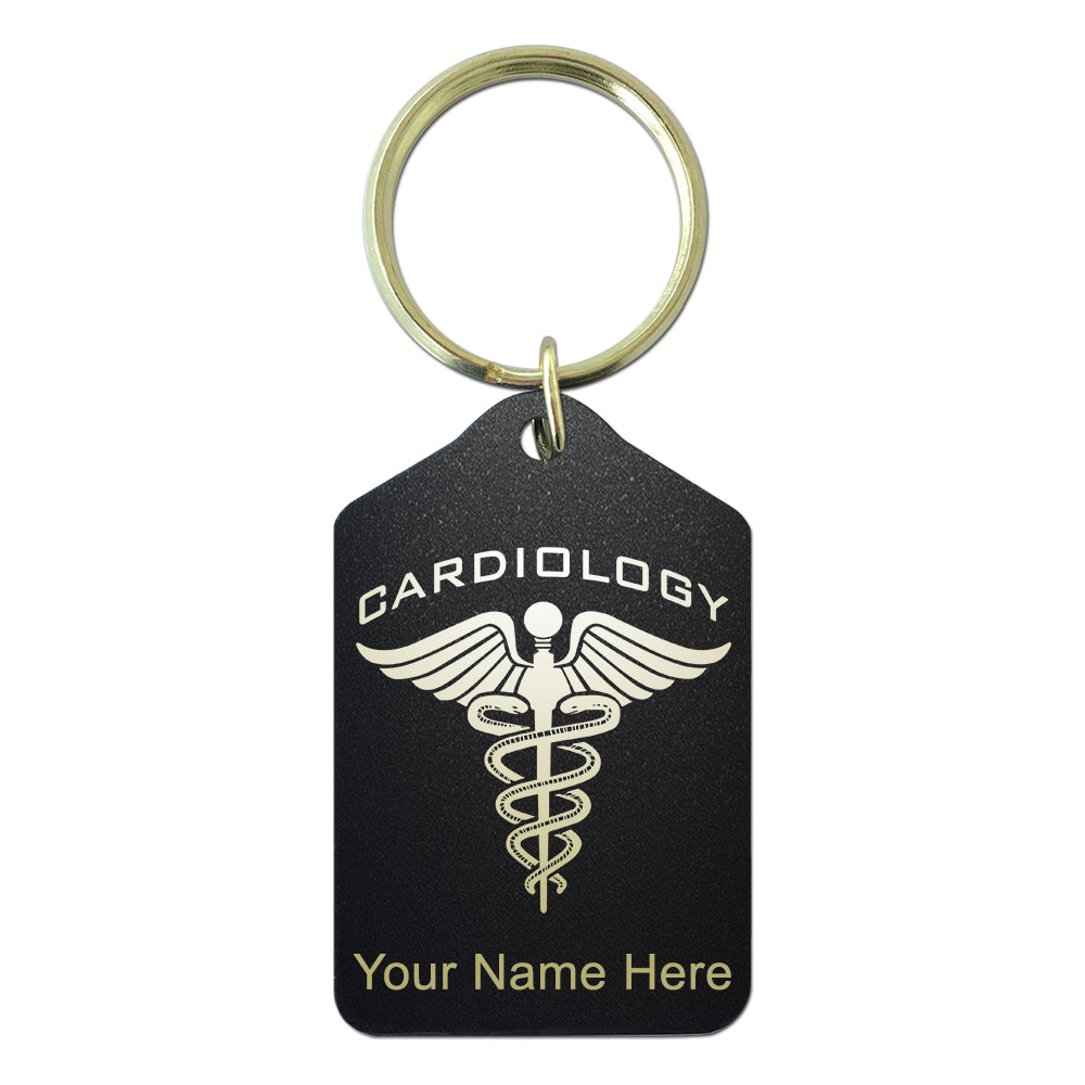 Black Metal Keychain, Cardiology, Personalized Engraving Included
