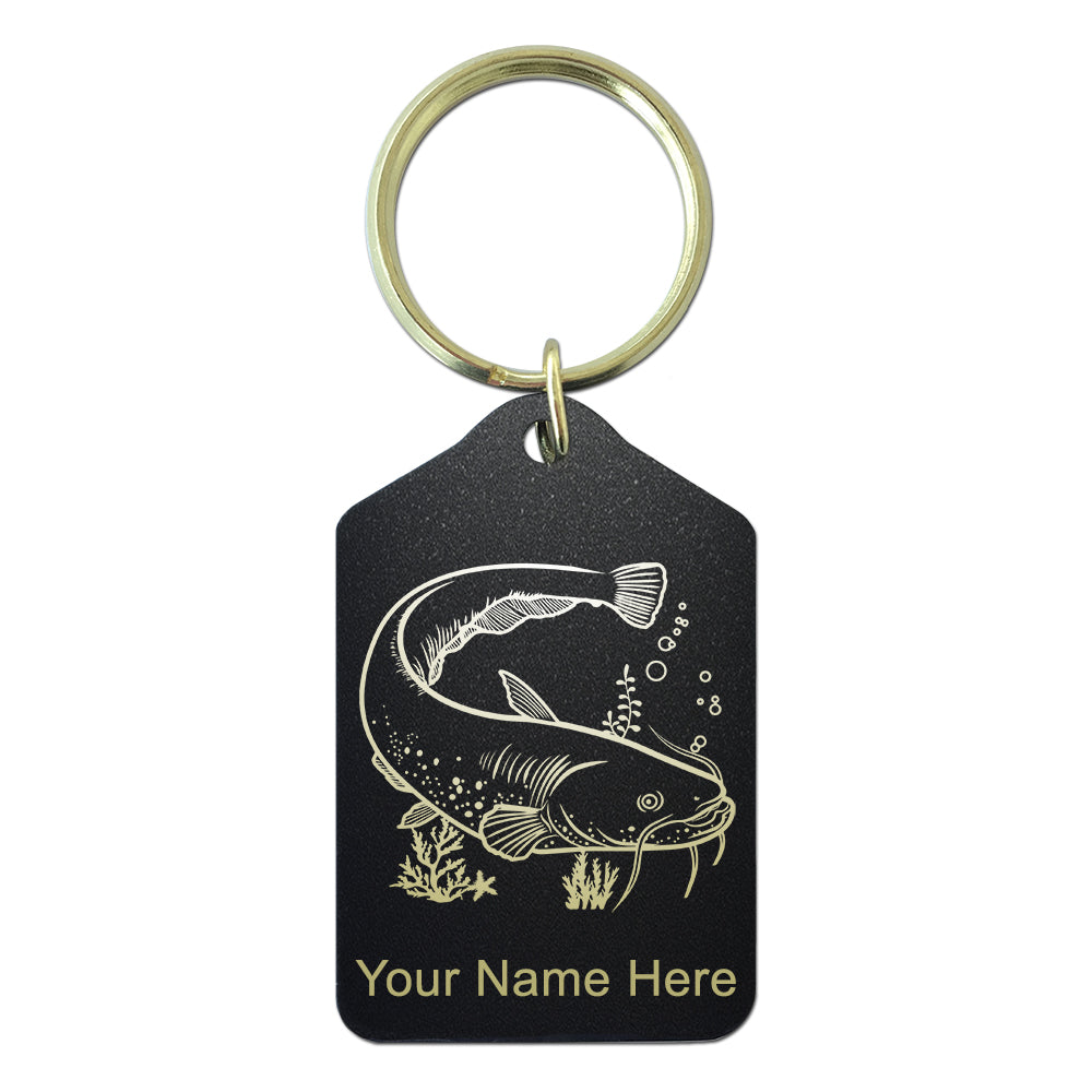 Black Metal Keychain, Catfish, Personalized Engraving Included