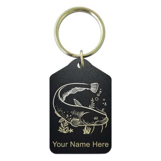 Black Metal Keychain, Catfish, Personalized Engraving Included