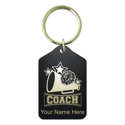 Black Metal Keychain, Cheerleading Coach, Personalized Engraving Included