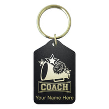 Load image into Gallery viewer, Black Metal Keychain, Cheerleading Coach, Personalized Engraving Included
