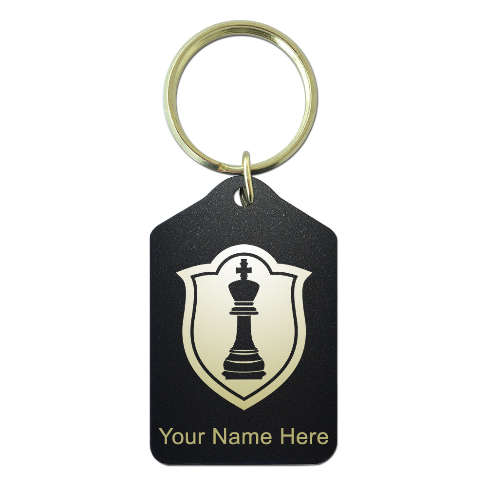 Black Metal Keychain, Chess King, Personalized Engraving Included