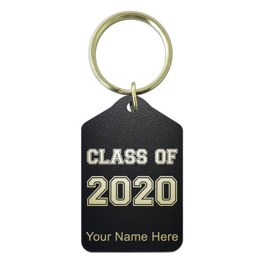 Black Metal Keychain, Class of 2020, 2021, 2022, 2023 2024, 2025, Personalized Engraving Included