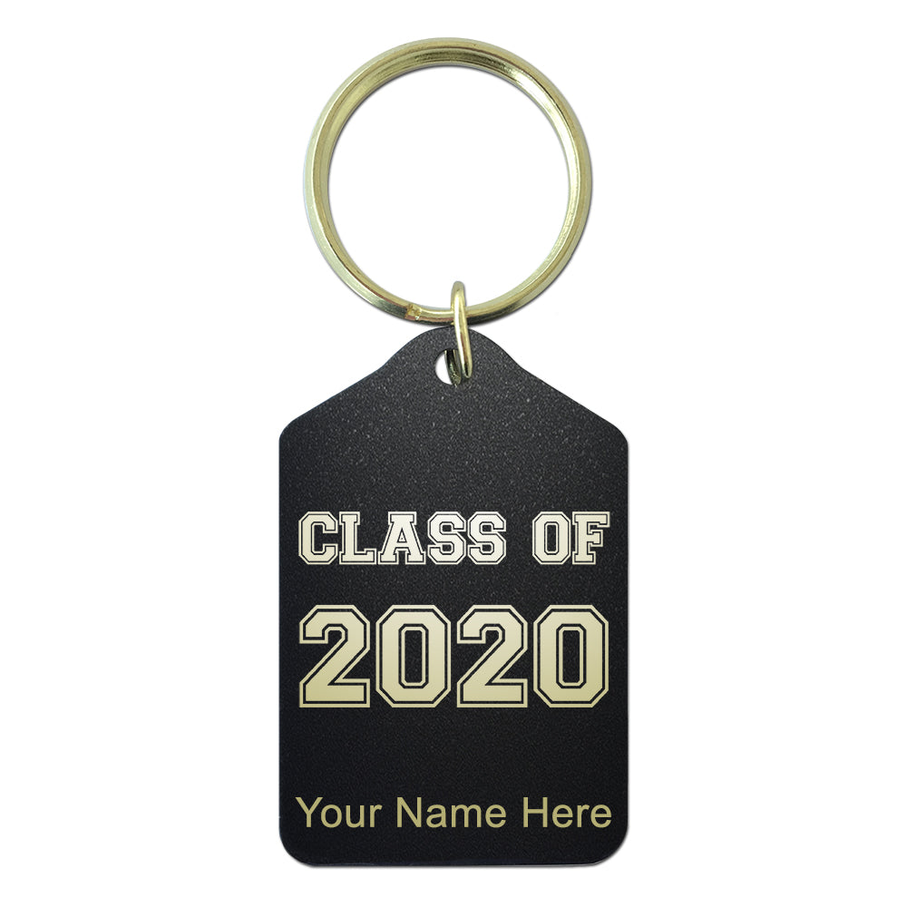 Black Metal Keychain, Class of 2020, 2021, 2022, 2023 2024, 2025, Personalized Engraving Included