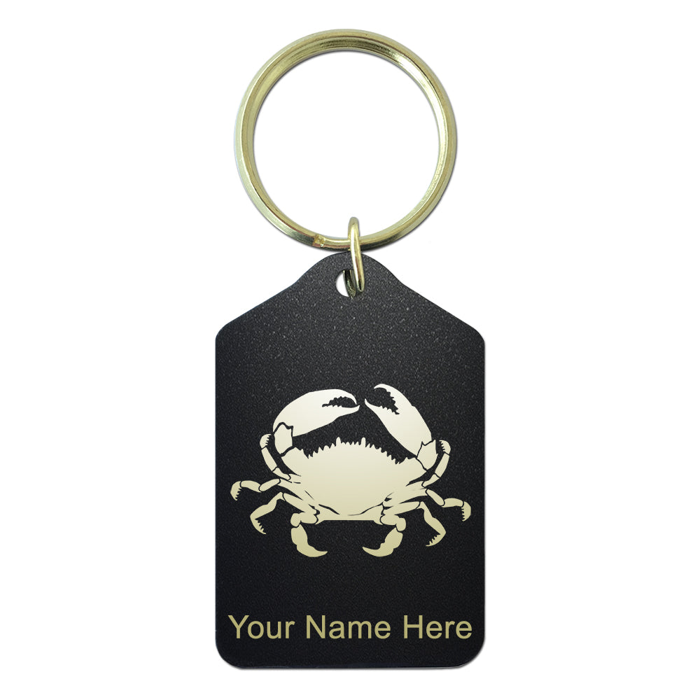 Black Metal Keychain, Crab, Personalized Engraving Included
