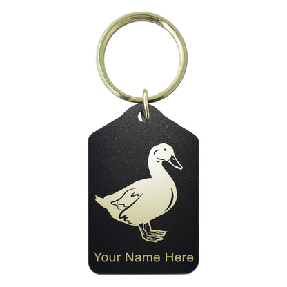Black Metal Keychain, Duck, Personalized Engraving Included