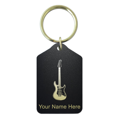 Black Metal Keychain, Electric Guitar, Personalized Engraving Included