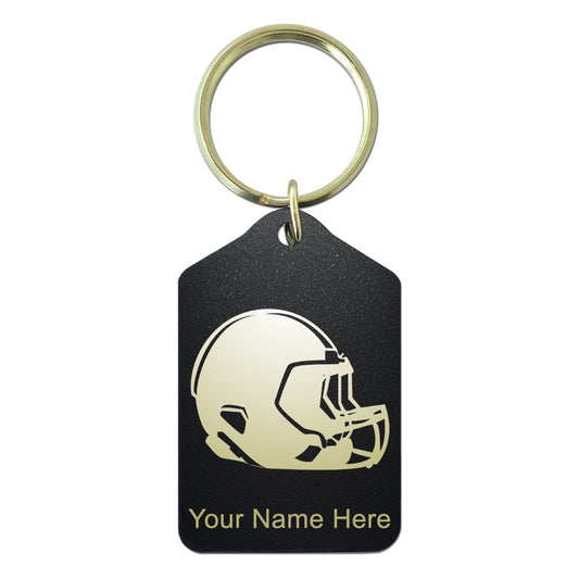 Black Metal Keychain, Football Helmet, Personalized Engraving Included