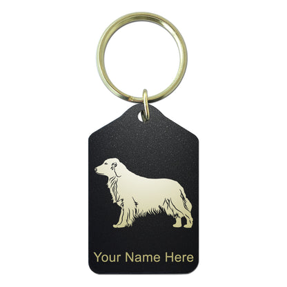 Black Metal Keychain, Golden Retriever Dog, Personalized Engraving Included