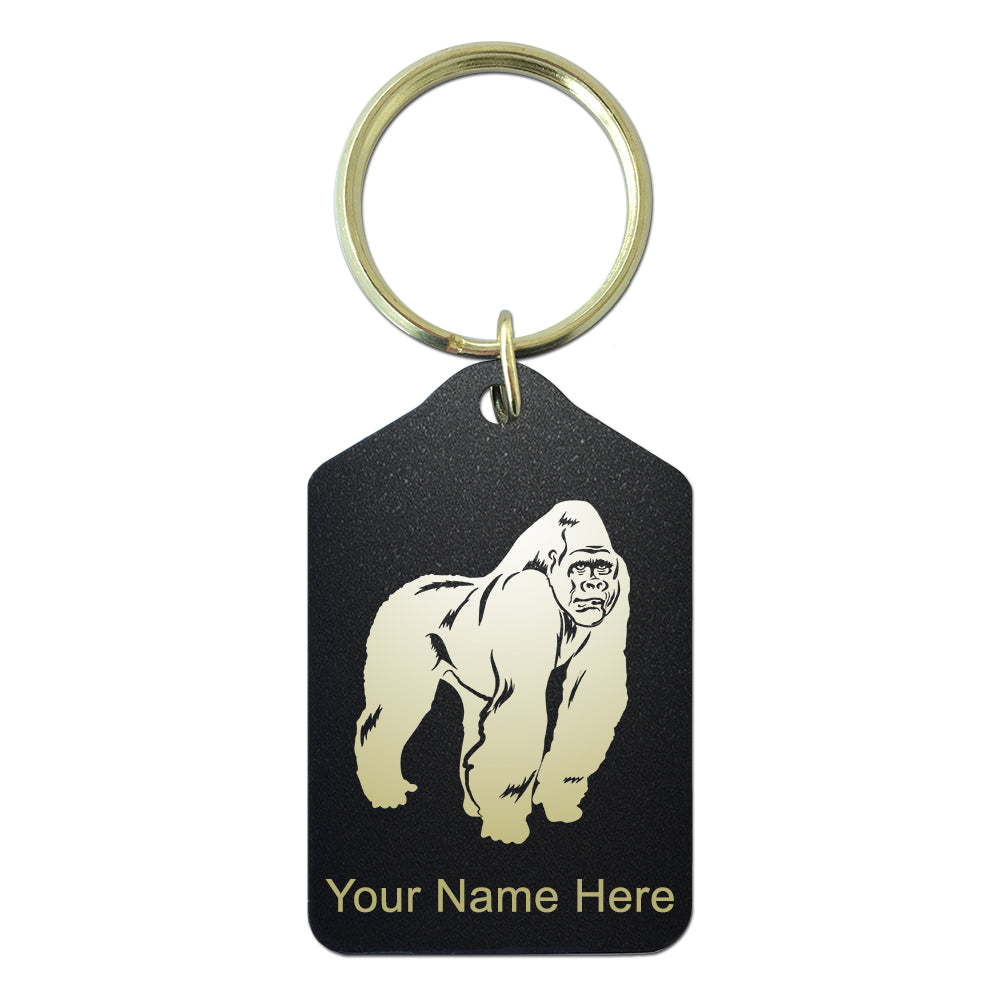 Black Metal Keychain, Gorilla, Personalized Engraving Included