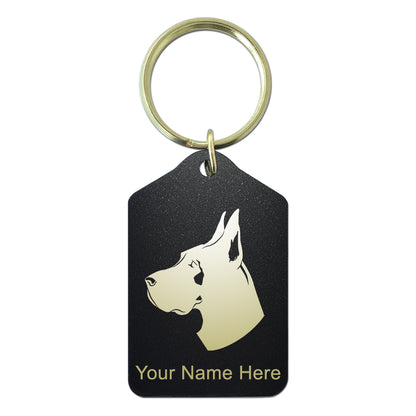 Black Metal Keychain, Great Dane Dog, Personalized Engraving Included