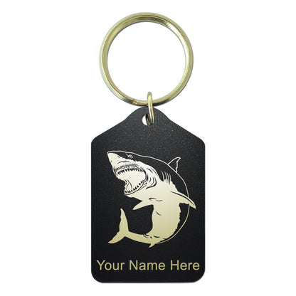 Black Metal Keychain, Great White Shark, Personalized Engraving Included