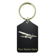 Load image into Gallery viewer, Black Metal Keychain, High Wing Airplane, Personalized Engraving Included
