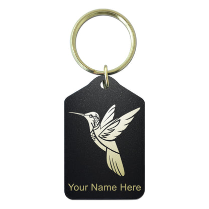 Black Metal Keychain, Hummingbird, Personalized Engraving Included