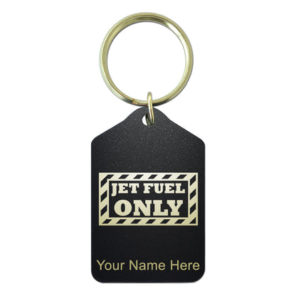 Black Metal Keychain, Jet Fuel Only, Personalized Engraving Included