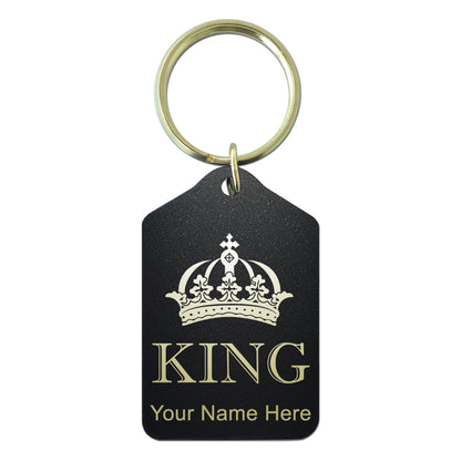 Black Metal Keychain, King Crown, Personalized Engraving Included