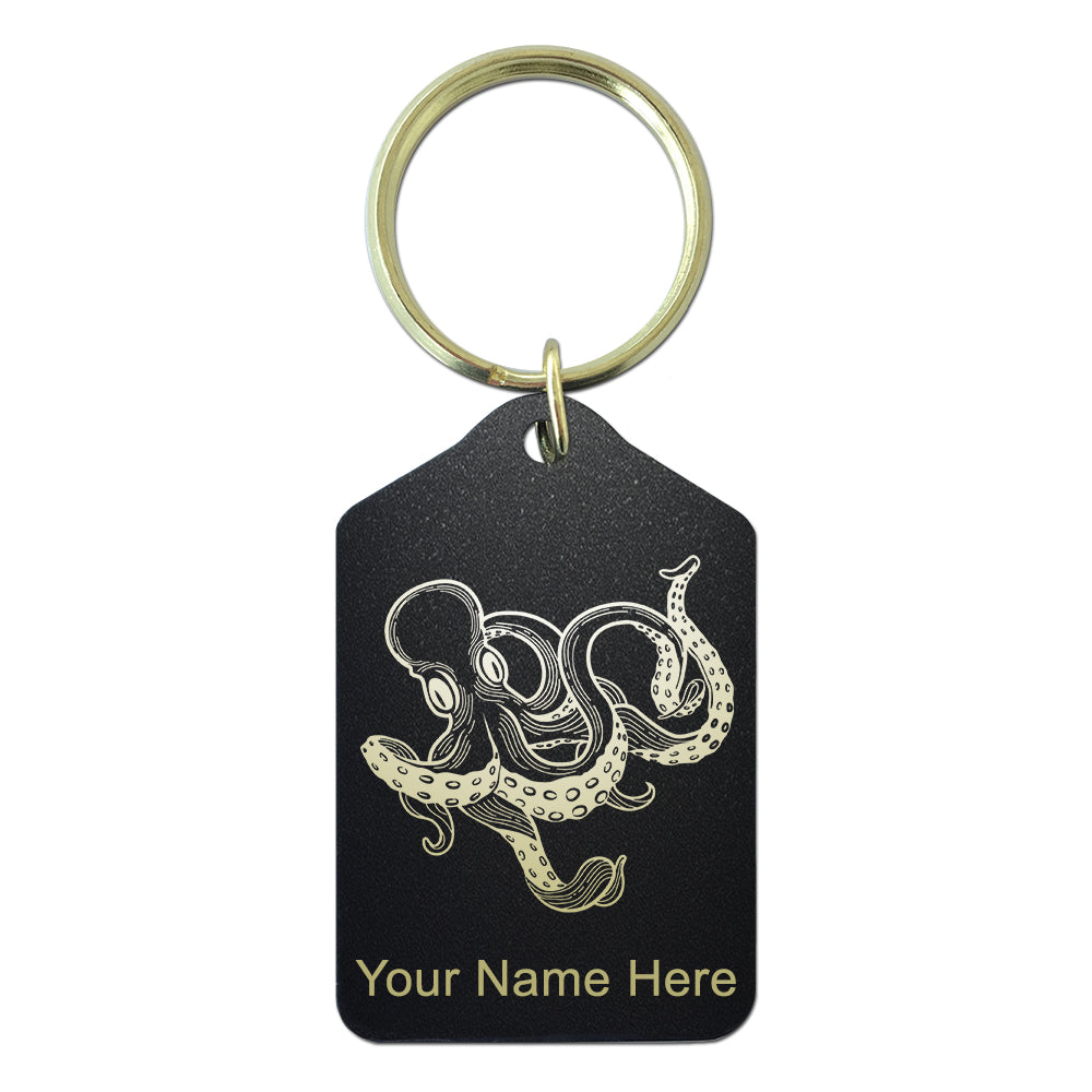Black Metal Keychain, Kraken, Personalized Engraving Included
