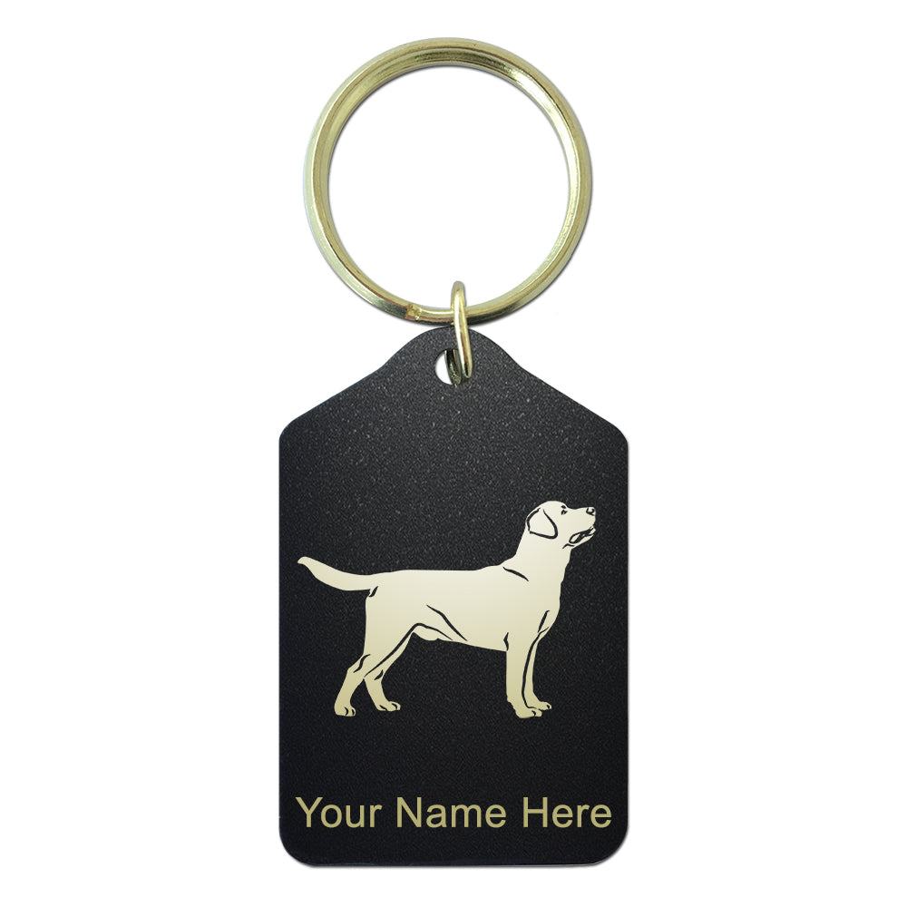 Black Metal Keychain, Labrador Retriever Dog, Personalized Engraving Included