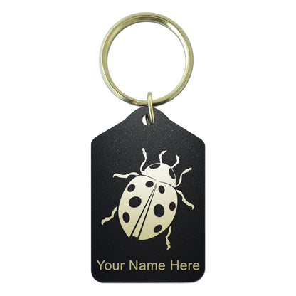 Black Metal Keychain, Ladybug, Personalized Engraving Included