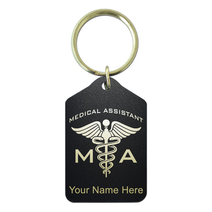 Black Metal Keychain, MA Medical Assistant, Personalized Engraving Included