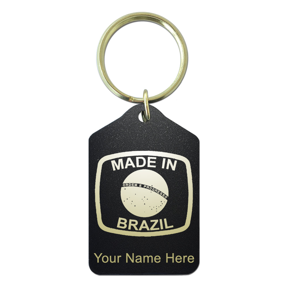 Black Metal Keychain, Made in Brazil, Personalized Engraving Included