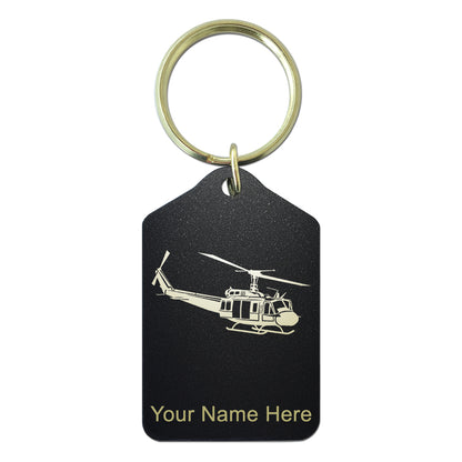 Black Metal Keychain, Military Helicopter 2, Personalized Engraving Included